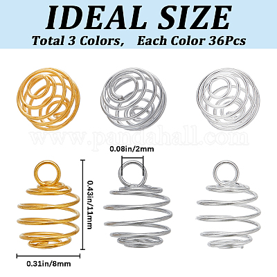 108 шт. 3-х цветные спиральные подвески из нержавеющей стали в виде клетки для бусин STAS-CN0001-59-1