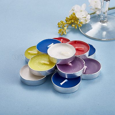 5 коробка 5 цвета плоские круглые парафиновые свечи DIY-SZ0002-35-1