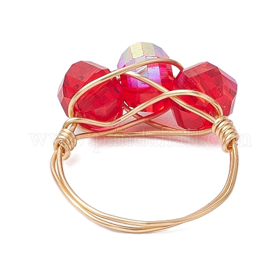 Прозрачные гальванические стеклянные бусины с экологически чистыми медными проволочными кольцами RJEW-JR00877-1