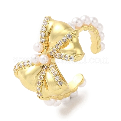 Кольца-манжеты из латуни с микропаве из кубического циркония RJEW-H228-22G-1