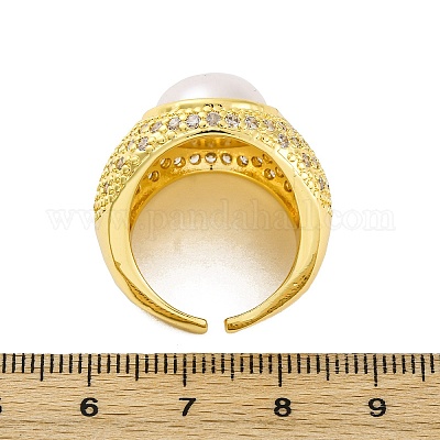 Латунные кольца-манжеты с микропаве и прозрачным цирконием для женщин RJEW-Q009-03G-1