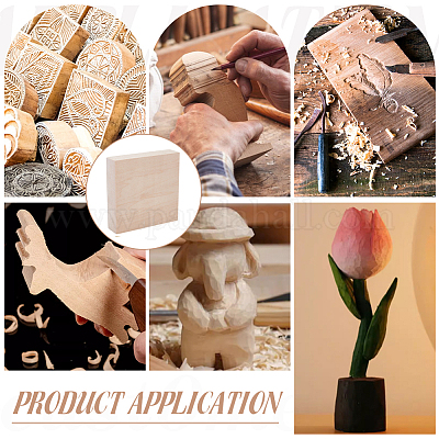 5шт. квадратный блок из липы 2 стилей WOOD-BC0001-40-1