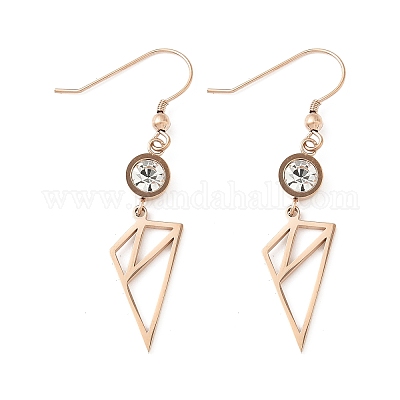 Серьги-подвески из нержавеющей стали 304 с треугольными подвесками EJEW-Z129-07RG-1