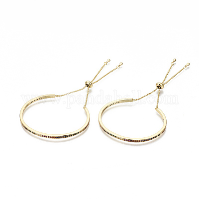 Латунь микро проложить кубический цирконий слайдер браслеты BJEW-S142-029-NF-1