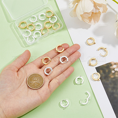 24 шт. 2 цвета 201 нержавеющая сталь серьги-кольца Huggie Hoop фурнитура STAS-DC0015-46-1