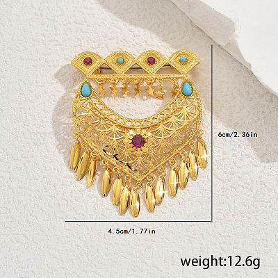 Броши в виде сердца из латуни с кисточками в стиле бохо для женщин KV4703-1