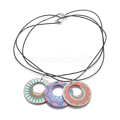 Деревянные подвесные ожерелья NJEW-JN02326-M-1