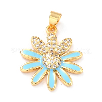 Настоящие 18к позолоченные латунные подвески с микропаве и кубическим цирконием ZIRC-L100-087G-05-1