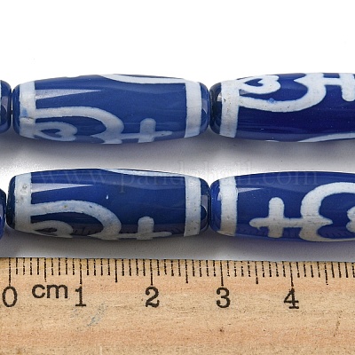 Нити синих бусин дзи в тибетском стиле TDZI-NH0001-B11-01-1