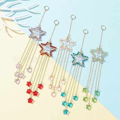 Подвесные украшения из бисера из натурального драгоценного камня HJEW-JM01140-1