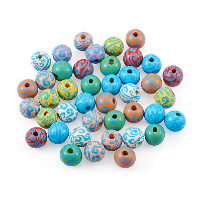 80шт 8 цвета деревянные бусины WOOD-FW0001-12-1