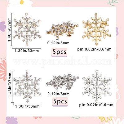 10 шт. 2 цвета хрустальные стразы рождественская снежинка брошь-булавка JEWB-GF0001-29-1