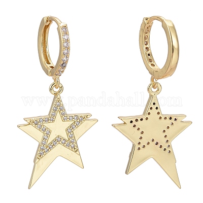 Серьги-кольца из латуни с микро-паве из фианита EJEW-K083-19G-B-1