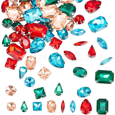 64 шт. 32 стиля восьмиугольник/капля/конский глаз пришитые стразы RGLA-DC0001-02-1