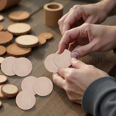 Необработанные деревянные плоские круглые вырезы WOOD-WH0050-042A-1