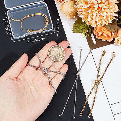 4 шт. 4 стиля регулируемый слайдер браслет из нержавеющей стали 304/изготовление браслетов-боло STAS-BBC0004-62-1