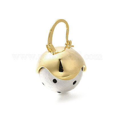 Серьги-кольца из латуни и пластика с имитацией жемчуга EJEW-A121-02G-1