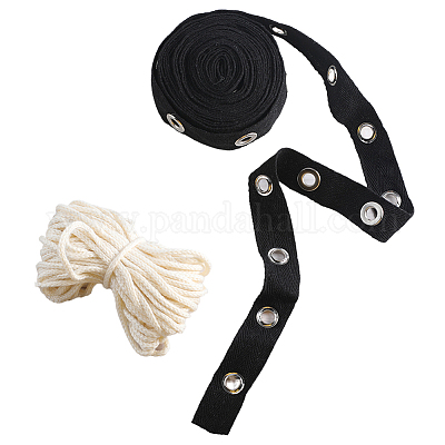 4 ярд черных хлопковых лент с платиновыми люверсами OCOR-GF0002-87B-1