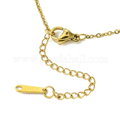 Ионное покрытие (ip) прямоугольник с начальной буквой ожерелье из нержавеющей стали 304 NJEW-R265-04G-M-1