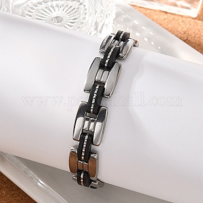 Отличные подарки на день святого валентина для парня браслеты из силикона из нержавеющей стали 304 BJEW-I129-B-1