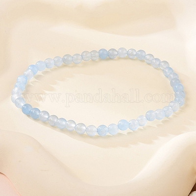 Браслет из круглых бусин натурального аквамарина диаметром 4 мм для мужчин KG3069-23-1