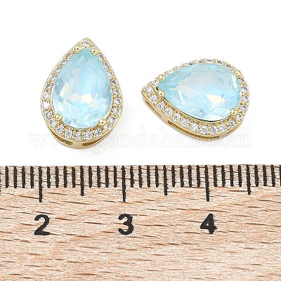 Бусина из кубического циркония в форме капли из латуни с микропаве&nbsp;KK-C251-24G-1