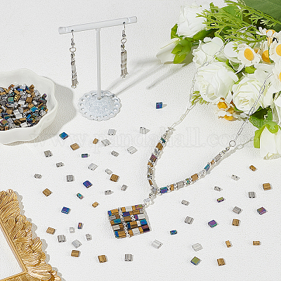 320 шт. 8 вида стеклянных бусин с гальваническим покрытием SEED-WR0001-07-1