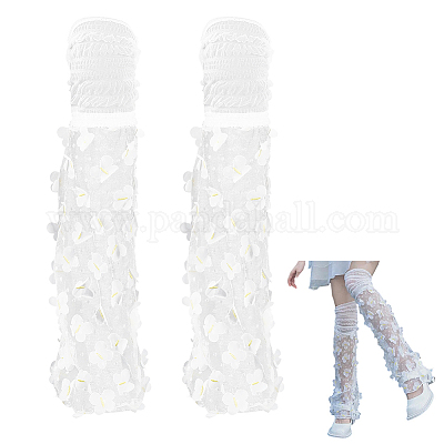 Носки из полиэстеровой марли с цветочным узором AJEW-WH20080-22A-1