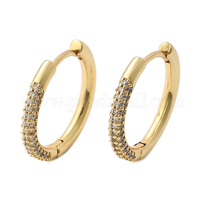 Серьги-кольца из латуни с микро-паве из фианита EJEW-K083-36G-B-1