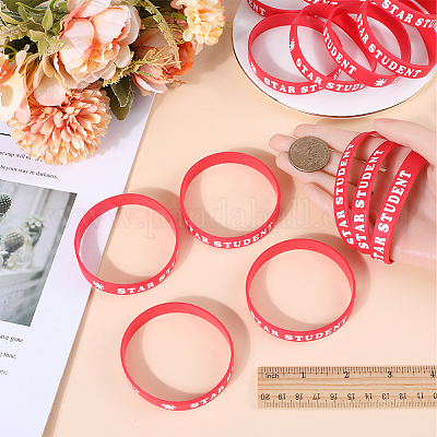 Браслет-браслет с силиконовым шнуром для студента и звезды BJEW-WH0018-49A-1