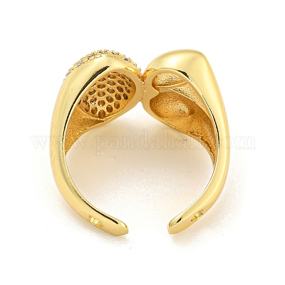 Овальное открытое кольцо-манжета с прозрачным фианитом RJEW-L121-042G-1