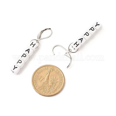 5 пара 5 стильных акриловых кубических буквенных бусин с подвесками EJEW-JE04836-1