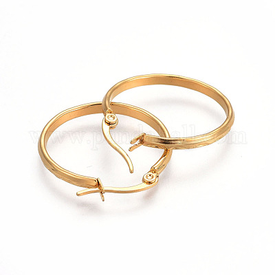 Серьги-кольца из нержавеющей стали 304 с ионным покрытием (IP) EJEW-L215-20G-1