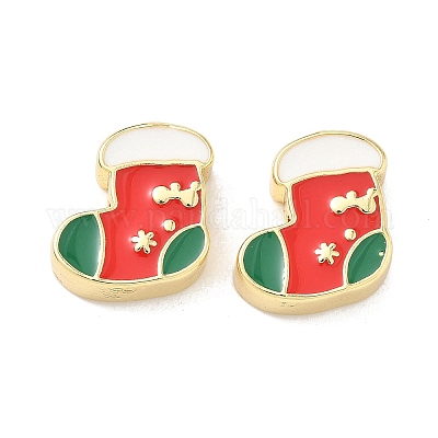 Рождественские латунные эмалевые бусины KK-I474-G25-1