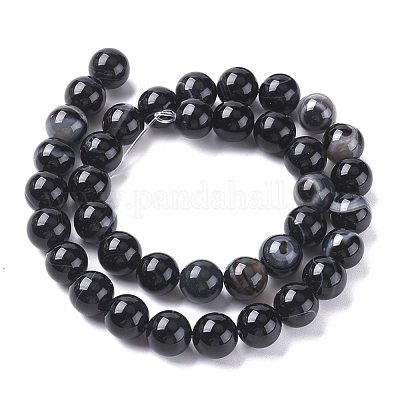 Натуральные полосатые агатовые / полосатые агатовые бусинки G-G582-10mm-60-1