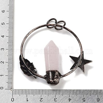 Большие подвески с ограненными заостренными пулями из натурального розового кварца G-A221-01F-1