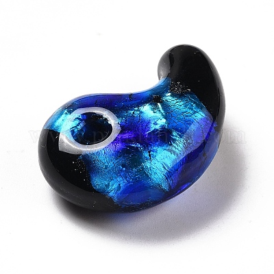 Светящиеся бусины лэмпворк ручной работы из серебряной фольги LAMP-F022-05D-1