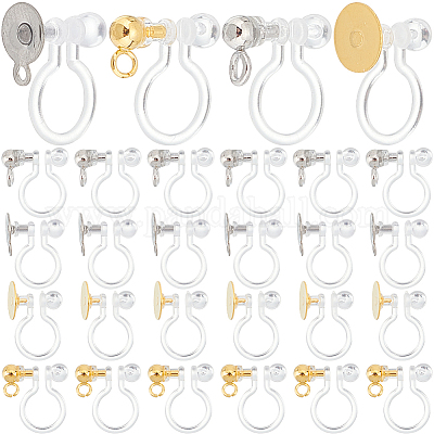 40 шт. 4 стиля пластиковых U-образных клипсовых сережек STAS-SC0007-60-1