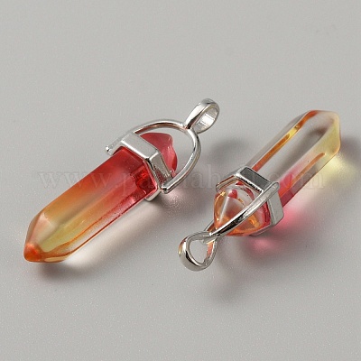 Стеклянные двойные заостренные подвески G-WH0016-41C-1