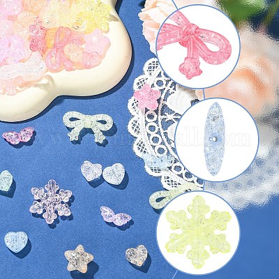 180 шт. 6 вида прозрачных акриловых бусин с эффектом кракле&nbsp;OACR-YW0004-30-1