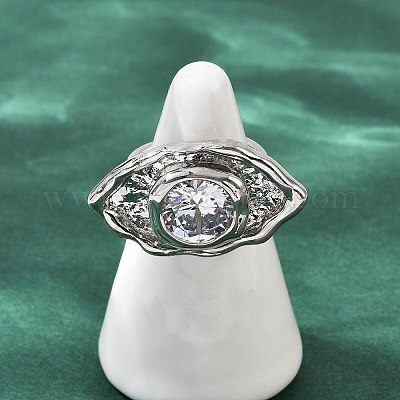 Латунные регулируемые открытые манжеты с кубическим цирконием для женщин RJEW-R032-01P-1