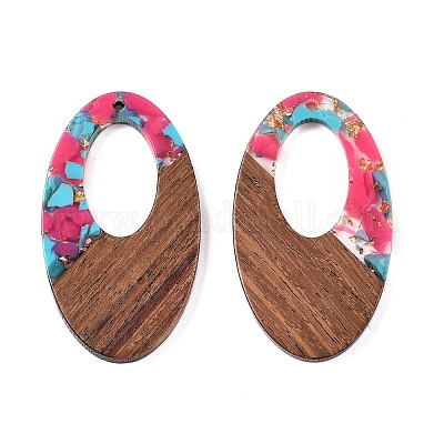 Подвески из прозрачной смолы и ореха RESI-T057-02K-1