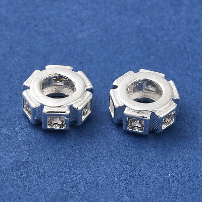 Покрытие стойки латунь паве прозрачный кубический цирконий европейские бусины KK-M285-17S-1