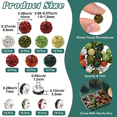 Рождественская тема 84 шт. 7 цвета ручной работы из полимерной глины со стразами круглые бусины RB-PA0001-06-1