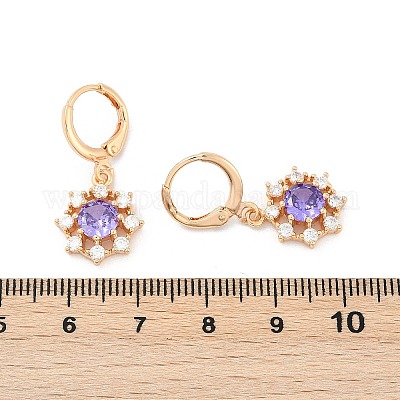 Латунные микропроволочные кубические серьги с цирконием EJEW-K300-06G-1