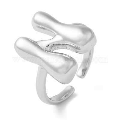 Латунное открытое кольцо-манжета для женщин с инициалами RJEW-N046-02N-P-1