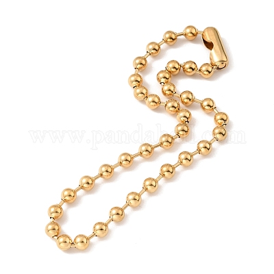 Комплект из ожерелья и браслета из шариковой цепи из нержавеющей стали 304 с вакуумным покрытием PVD STAS-D181-01G-01A-1