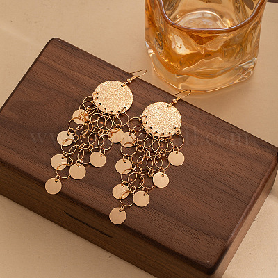 Серьги-люстры с плоскими круглыми кисточками из сплава FS-WGE34C8-01-1