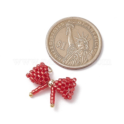 Подвески-бантики из стеклянных бус PALLOY-MZ00564-03-1