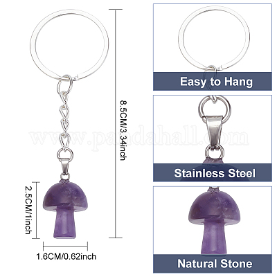 Брелок с кулоном из драгоценных камней в виде гриба KEYC-PH01499-1